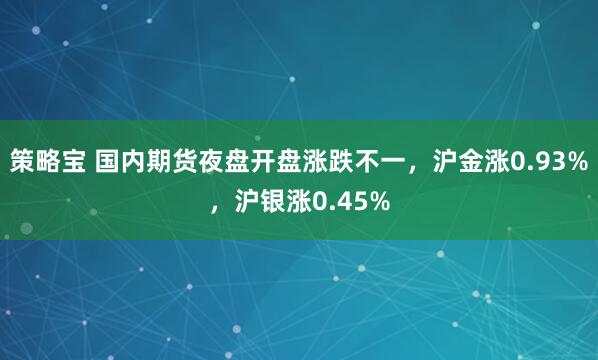 策略宝 国内期货夜盘开盘涨跌不一，沪金涨0.93%，沪银涨0.45%