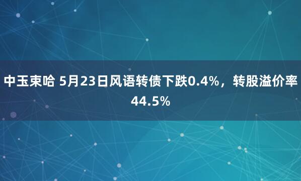 中玉束哈 5月23日风语转债下跌0.4%，转股溢价率44.5%