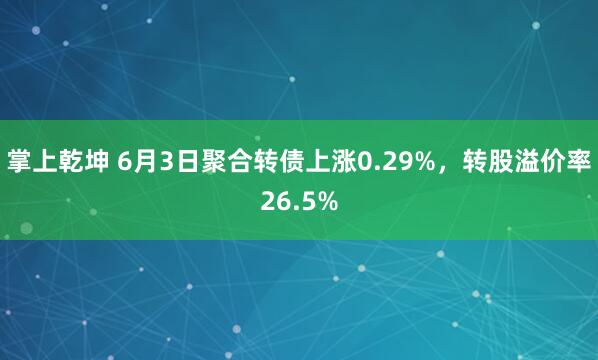 掌上乾坤 6月3日聚合转债上涨0.29%，转股溢价率26.5%